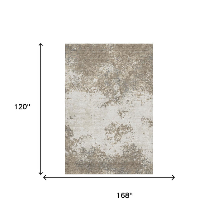 10' X 14' Abstract Washable Area Rug With UV Protection (680681) - Taupe / Beige