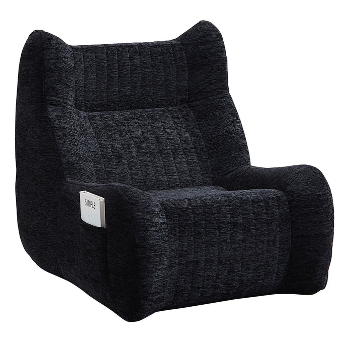 Black Giga oversized bean bag chair with armrests, plush lounge sofa perfect for living room relaxation and casual seating.