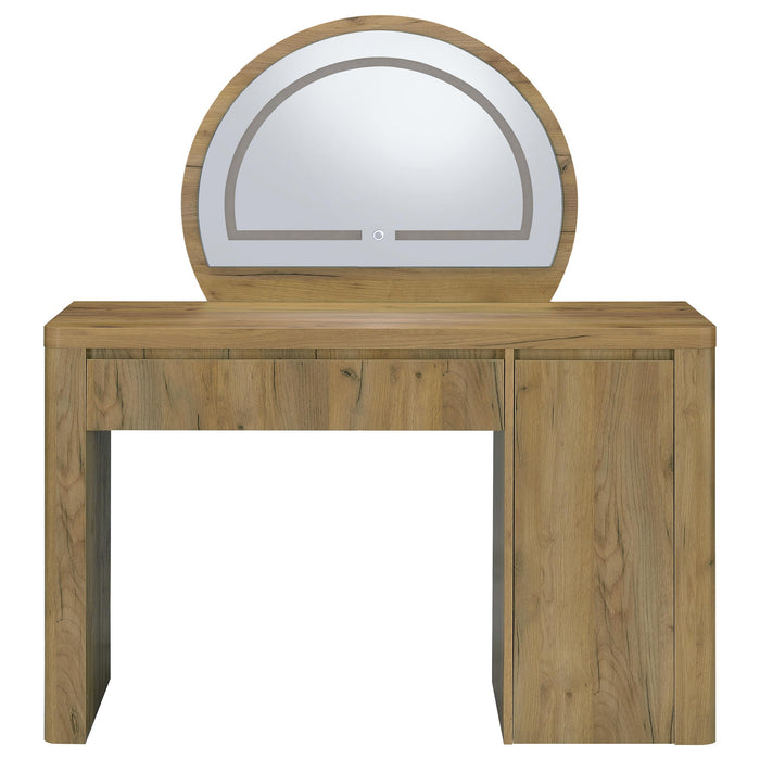 Irwin Vanity Table with LED Mirror and Storage Rustic Oak