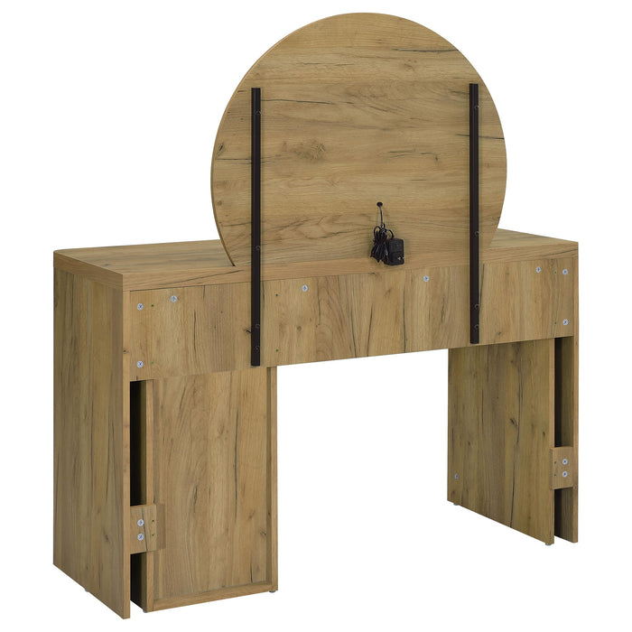 Irwin Vanity Table with LED Mirror and Storage Rustic Oak