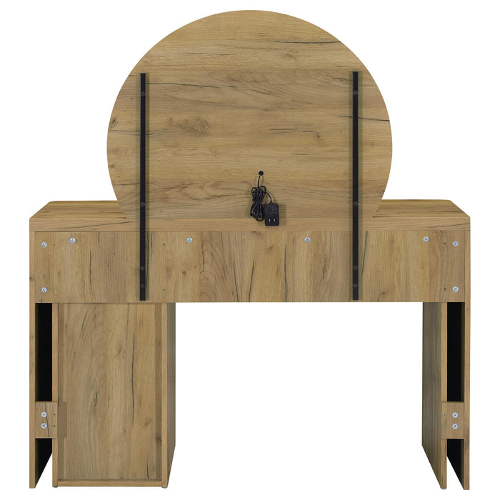 Irwin Vanity Table with LED Mirror and Storage Rustic Oak