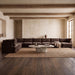 Meridian Furniture Hammond velvet performance fabric 8-piece L-shaped sectional sofa in neutral tones, showing plush upholstery and modern design.