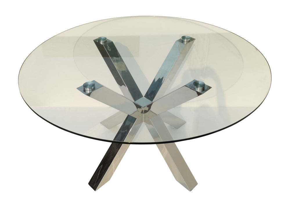 54" Cross Leg Base Round Top Dining Table - Clear