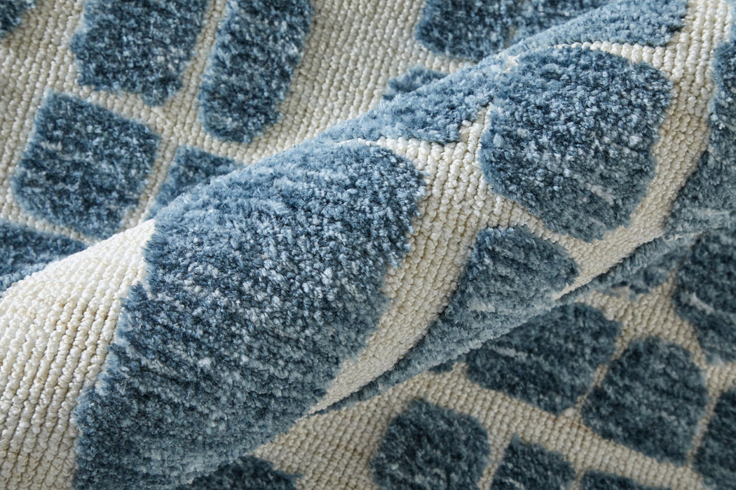9' X 13' Abstract Area Rug (722103) - Blue / Ivory