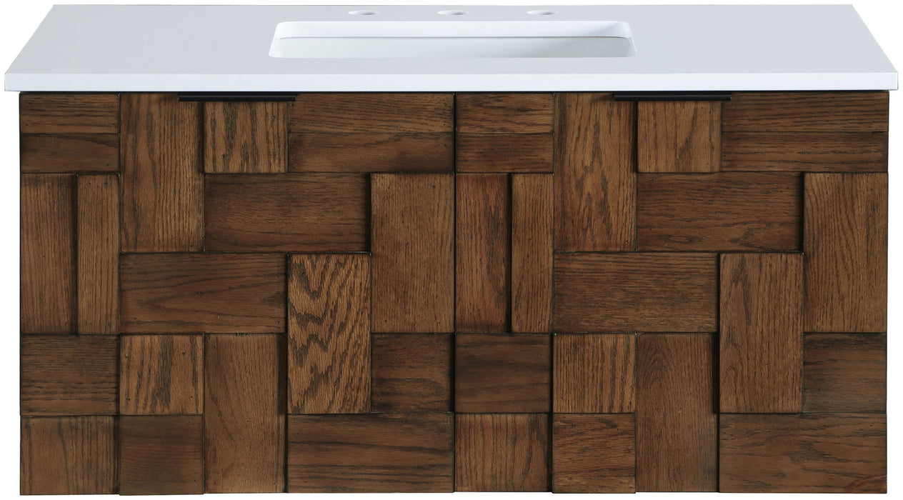 Leonardo - Engineered Stone And Solid Wood 24" Wall Mounted Bathroom Vanity