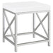 White CoasterEveryday Eliza Vanity Set with built-in lighting, chrome accents, and matching stool, ideal for bedroom or dressing area.