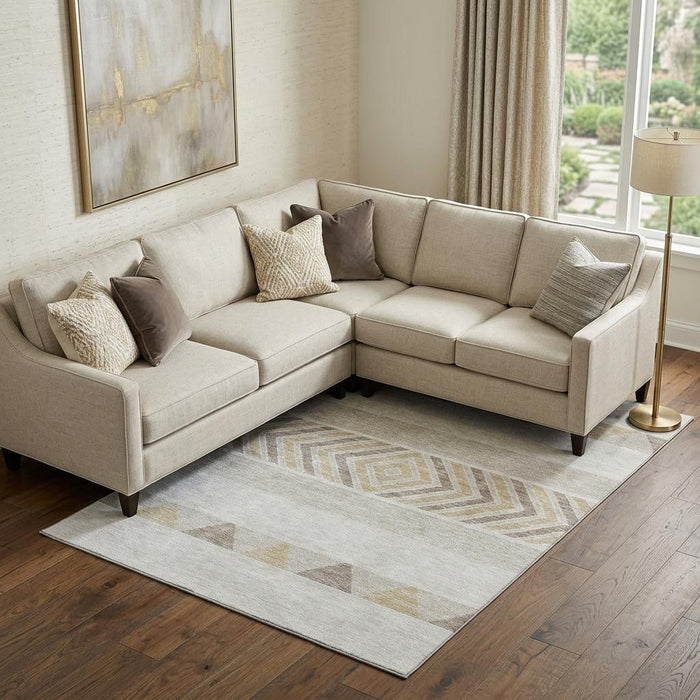 10' X 14' Southwestern Washable Area Rug With UV Protection (676410) - Ivory / Beige / Taupe