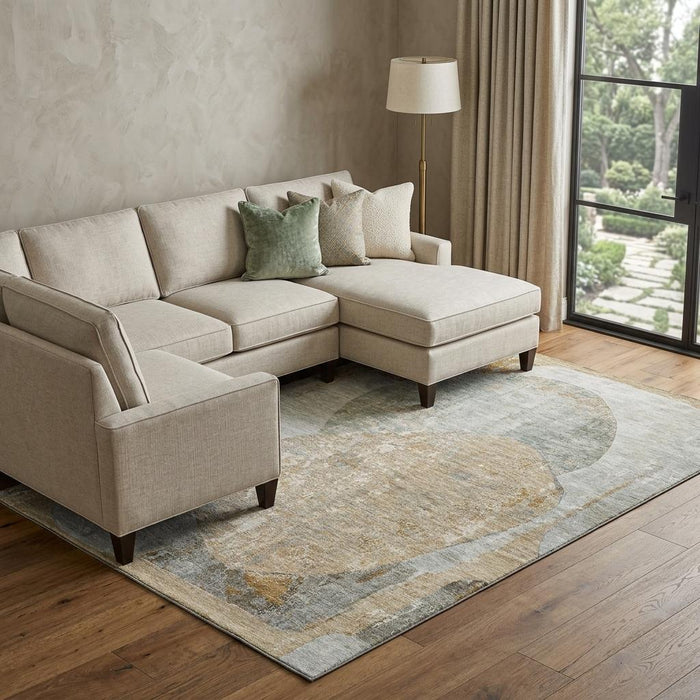 10' X 14' Abstract Washable Area Rug With UV Protection (695546) - Gray / Rust / Beige