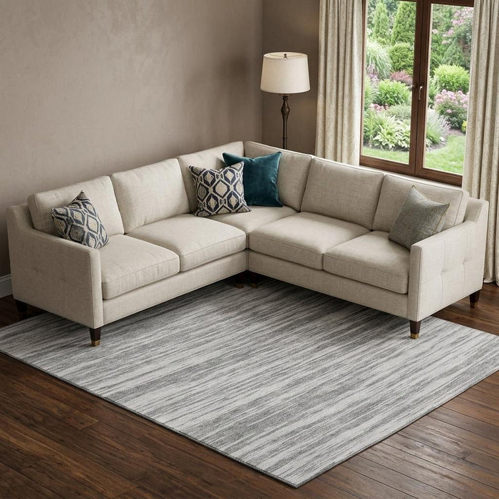 10' X 14' Striped Washable Area Rug With UV Protection (675600) - Gray / Silver