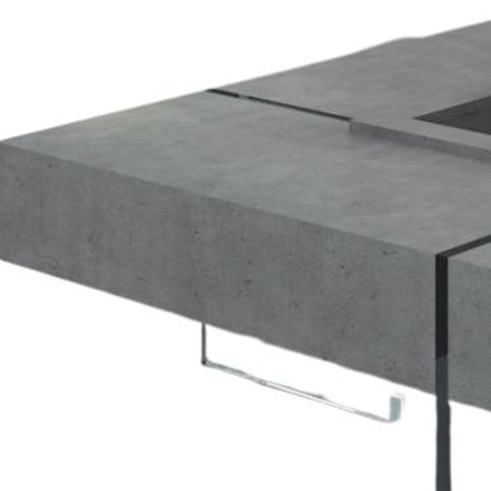 Concrete And Glass Square Coffee Table - Gray And Clear