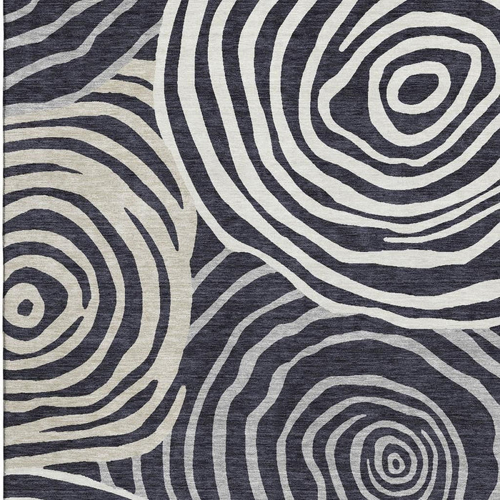 10' X 14' Abstract Washable Area Rug With UV Protection - Black / Gray