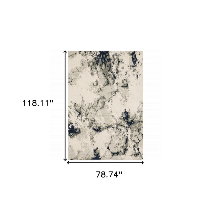 7' x 10' Abstract Power Loom Modern Area Rug - Gray And Black