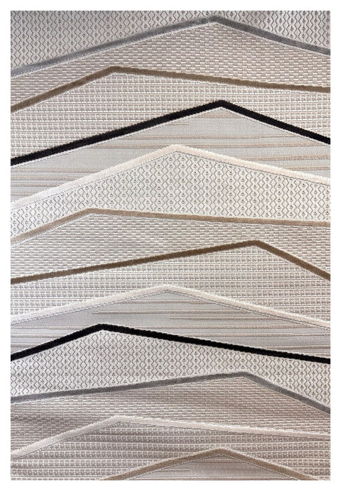 8' x 11' Abstract Non Skid Area Rug - Gray Brown And Beige