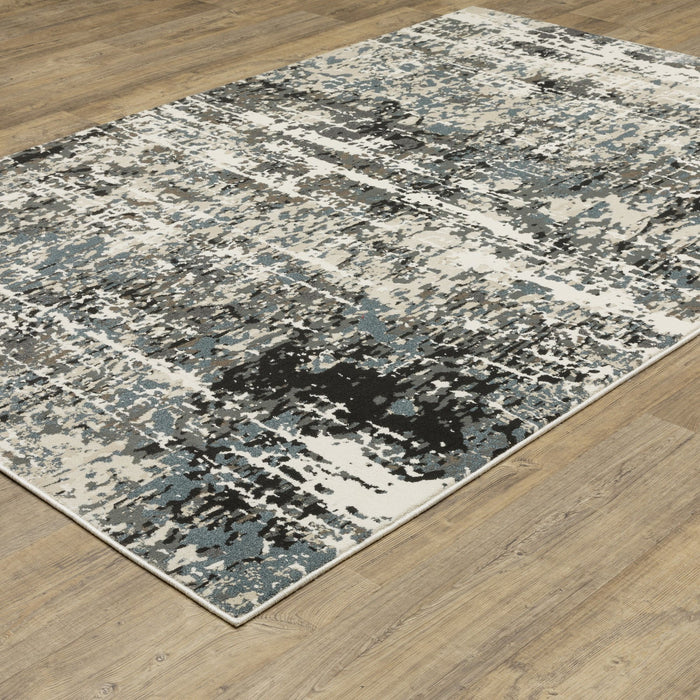 10' X 13' Abstract Area Rug - Ivory And Gray