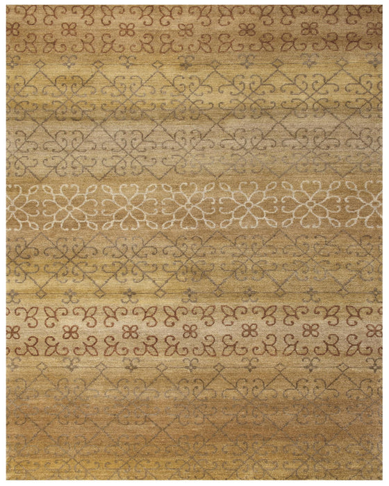 5' X 8' Wool Geometric Hand Knotted Area Rug (744151) - Brown / Tan