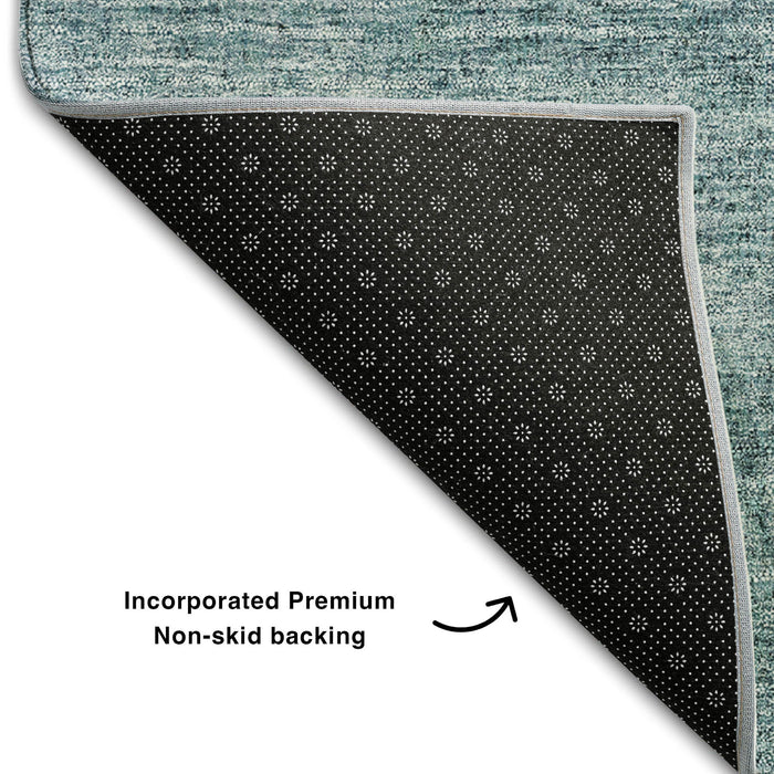 9' X 12' Abstract Washable Area Rug With UV Protection (656584) - Teal / Gray / Ivory