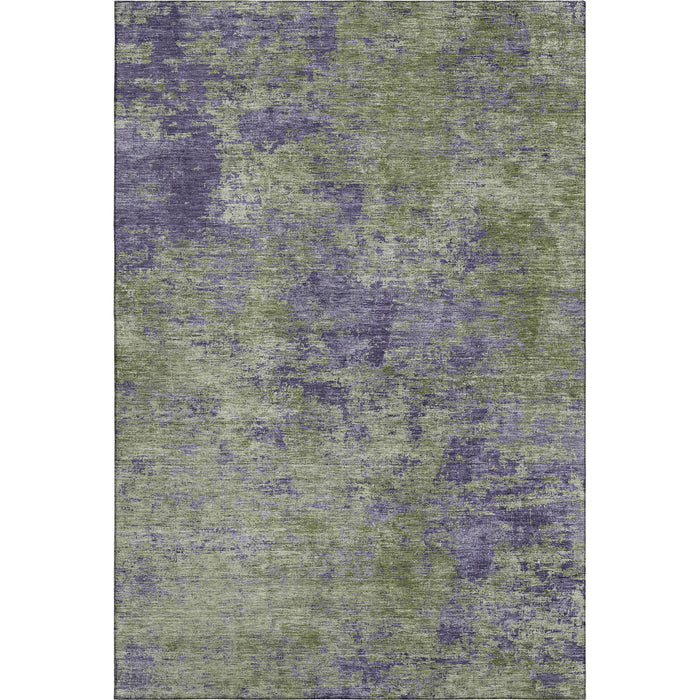 10' X 14' Abstract Washable Area Rug With UV Protection (693204) - Olive Green / Purple
