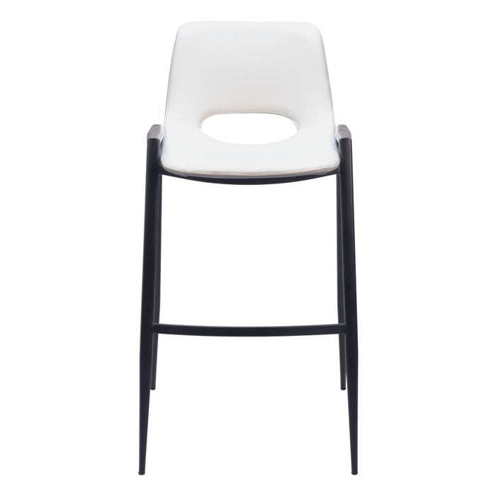 30" Faux Leather And Steel Low Back Bar Height Bar Chairs (Set of 2) - White / Black