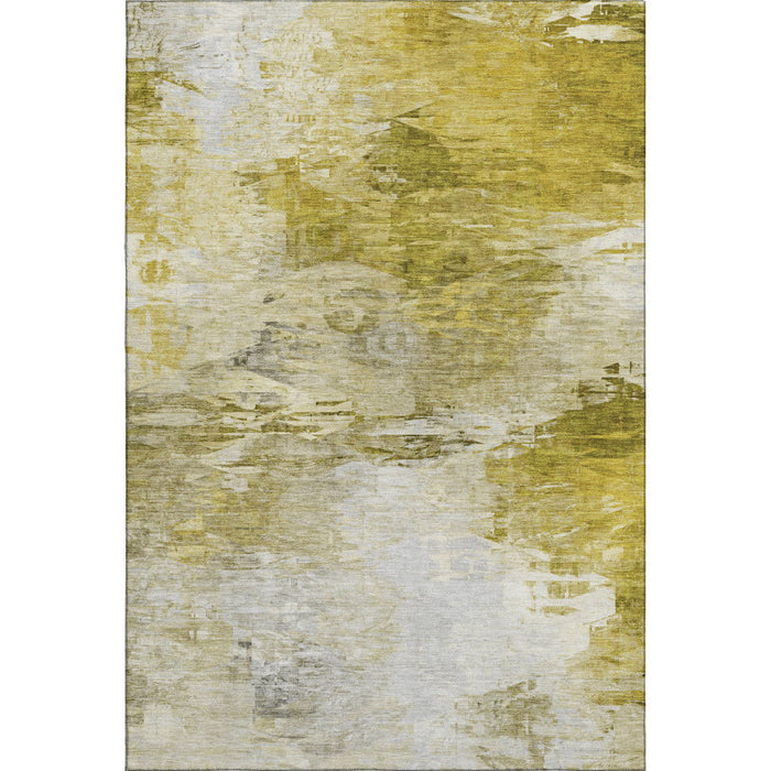 10' X 14' Abstract Washable Area Rug With UV Protection (650728) - Gold / Ivory