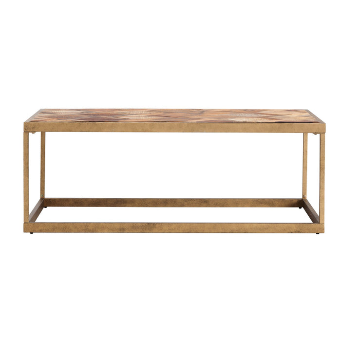 48" Solid Wood And Metal Rectangular Coffee Table - Brown