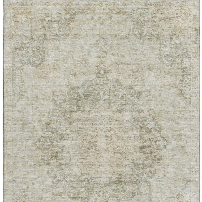 10' X 14' Oriental Washable Area Rug With UV Protection (692328) - Sage / Ivory / Gray