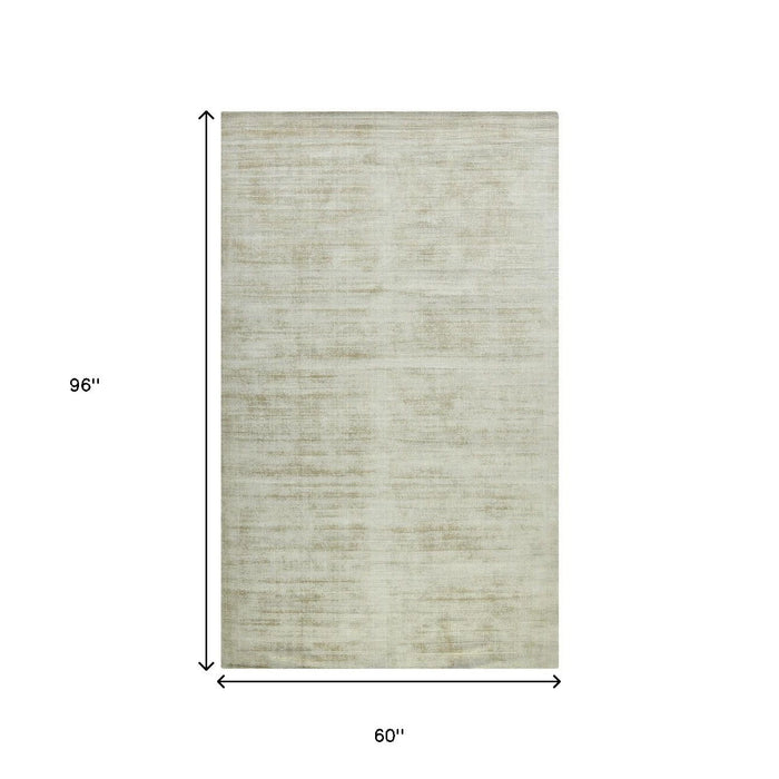 5' X 8' Abstract Hand Woven Area Rug - Sand And Ivory
