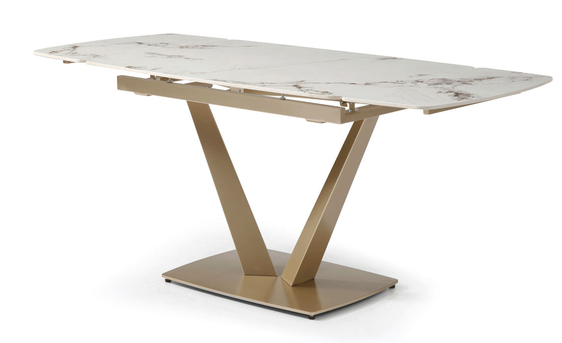 109 - Dining Table - White Gloss / Golden Jade