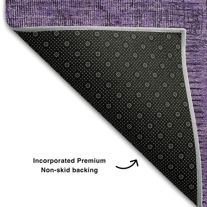 10' X 14' Patchwork Washable Area Rug With UV Protection (656166) - Purple / Gray