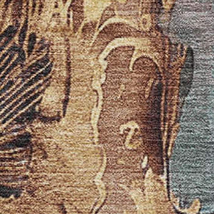 10' X 14' Floral Washable Area Rug With UV Protection (706313) - Blue / Gold / Copper
