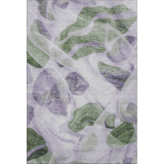 10' X 14' Abstract Washable Area Rug With UV Protection (706169) - Lavender / Green / Ivory