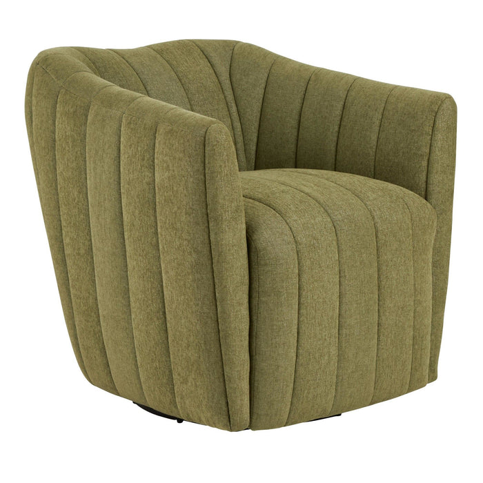 Finley - Upholstered Contemporary Swivel Accent Chair - Black Metal