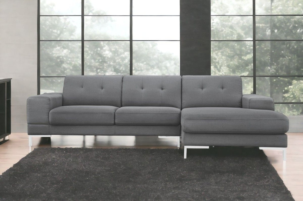 Polyester L Shaped Two Piece Sofa Chaise Sectional - Dark Gray