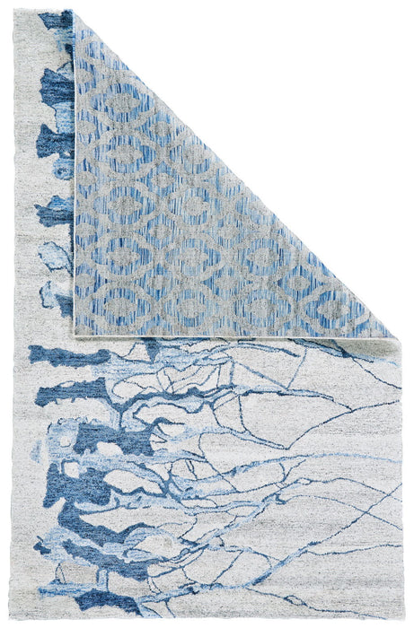 7' x 9' Abstract Hand Tufted Area Rug - Blue And Ivory