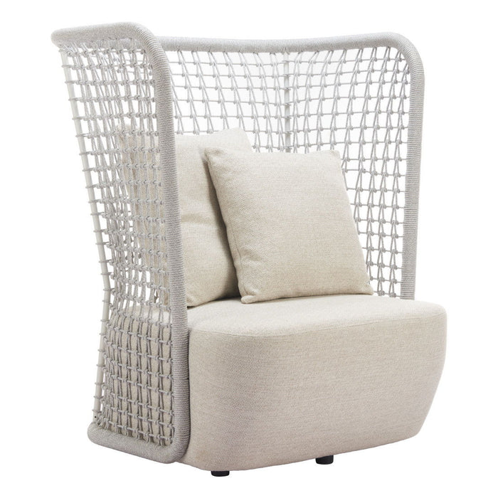 37" Fabric Side Chair - Beige / Black