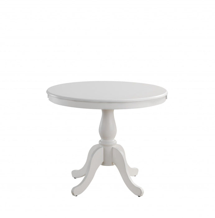 36" Rounded Solid Manufactured Wood And Solid Wood Pedestal Base Dining Table - White