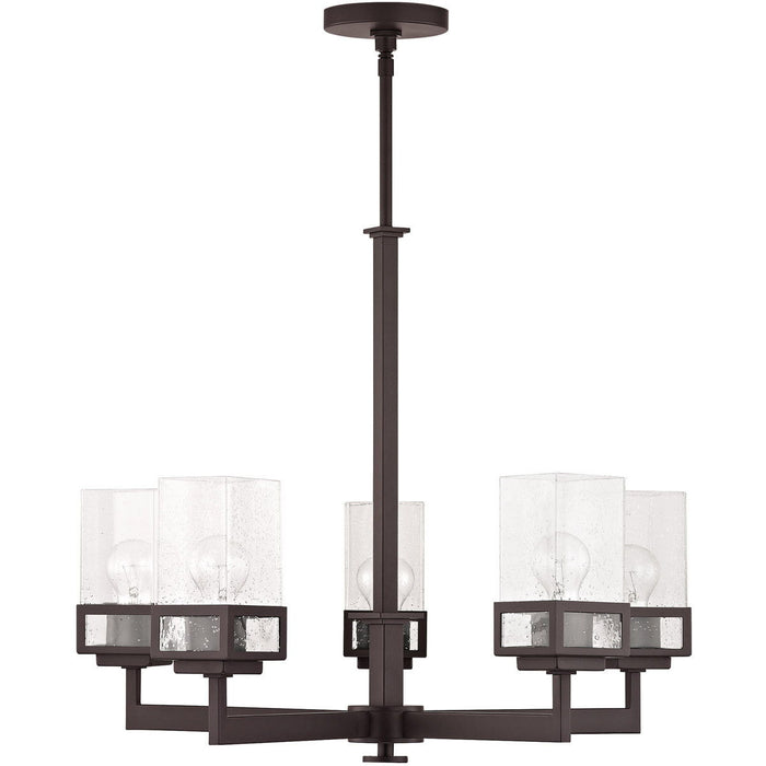 29" Five Light Dimmable Chandelier With Shades - Bronze