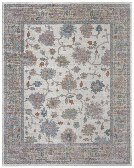 12' X 15' Floral Distressed Area Rug - Ivory