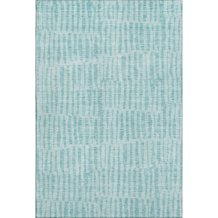 10' X 14' Striped Washable Area Rug With UV Protection (655698) - Teal / Ivory