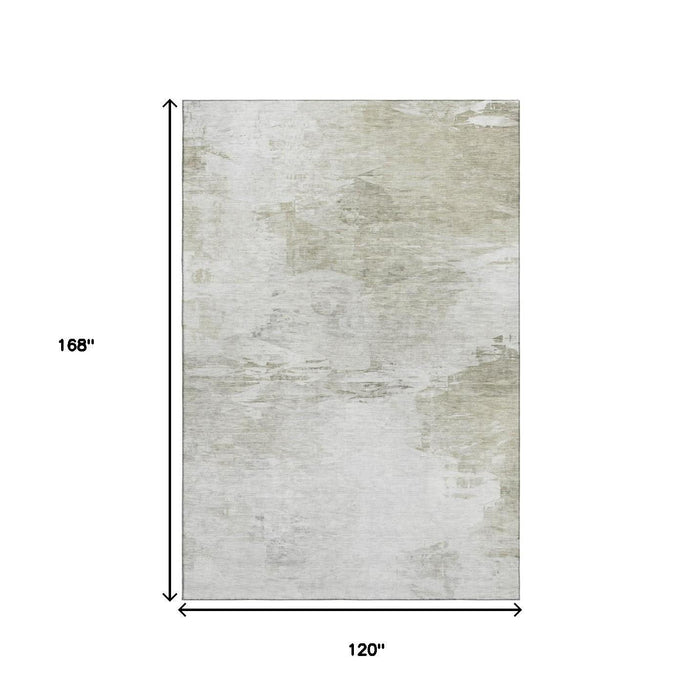 10' X 14' Abstract Washable Area Rug With UV Protection (650734) - Ivory / Gray
