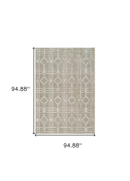 7.9' x 7.9' Modern Abstract Distressed Area Rug - Beige And Light Brown