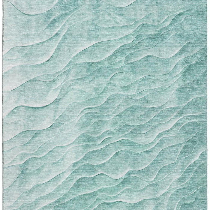 10' X 14' Abstract Washable Area Rug With UV Protection (694773) - Aqua / Ivory
