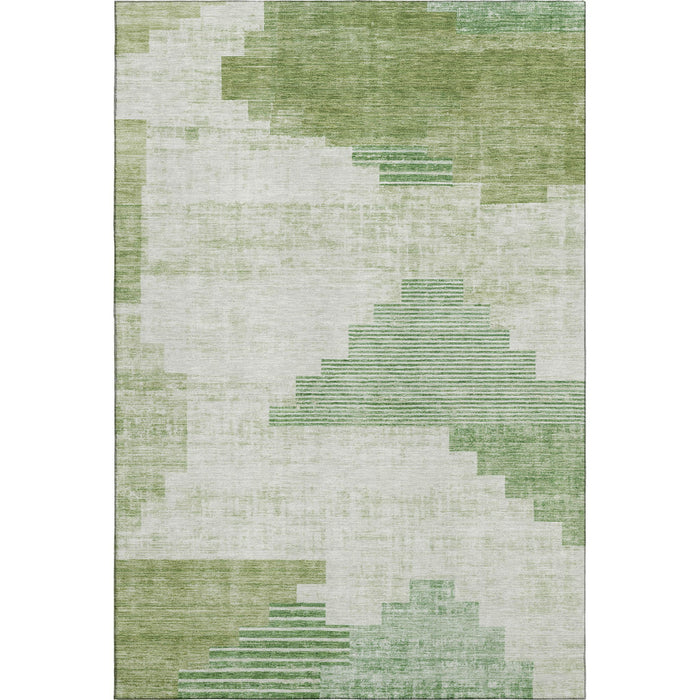 10' X 14' Geometric Washable Area Rug With UV Protection (704945) - Sage / Ivory