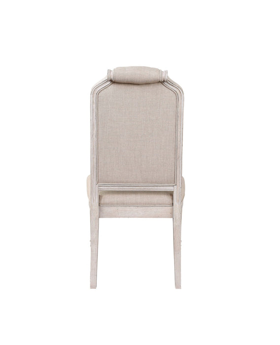 Tufted And Upholstered Fabric Dining Side Chairs (Set of 2) - Antiqued White