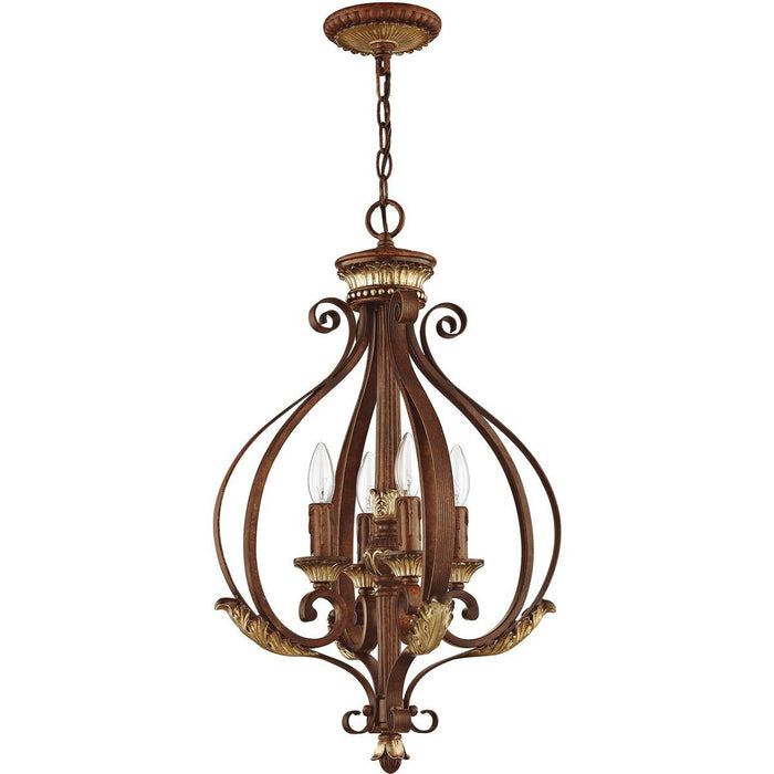 27" Four Light Dimmable Chandelier With Shades - Bronze
