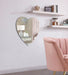 Silver heart-shaped accent mirror with pearl detailing from Meridian Furniture, featuring a reflective glass surface and decorative frame.
