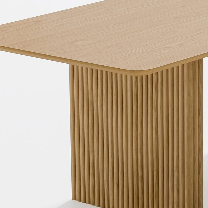 79" Wood Double Pedestal Base Dining Table - Natural