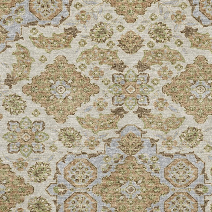 10' X 14' Floral Medallion Washable Area Rug With UV Protection (705815) - Beige / Tan