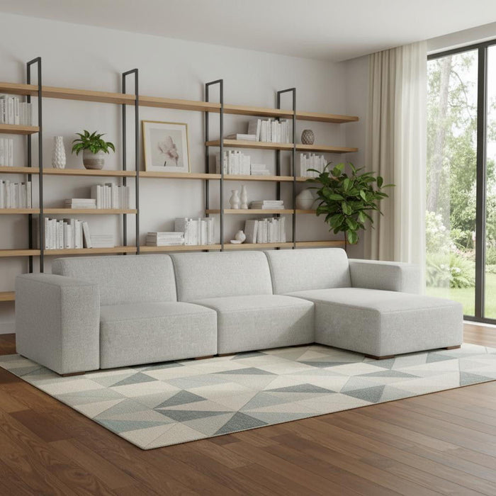 122" Modular Sofa With Brown Legs - Gray