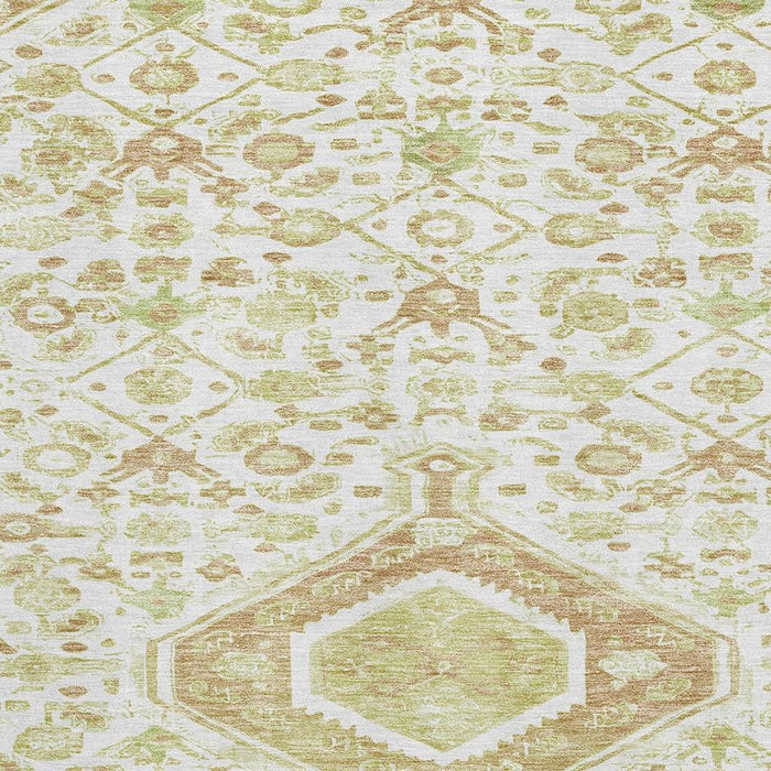 10' X 14' Floral Washable Area Rug With UV Protection (691794) - Ivory / Salmon / Artichoke Green