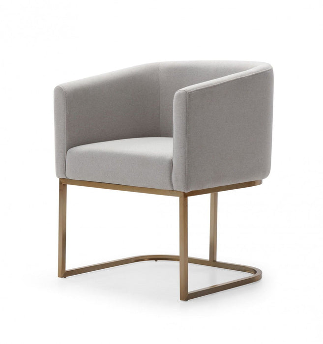 Contemporary Upholstered Fabric Dining Arm Chair - Light Gray
